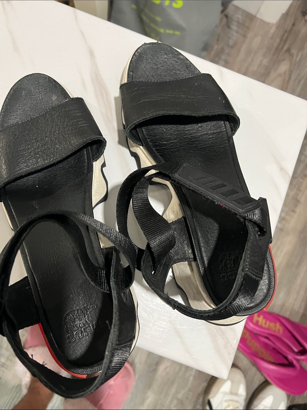 Sorel Black Open-Toe Ankle-Strap Sandals
